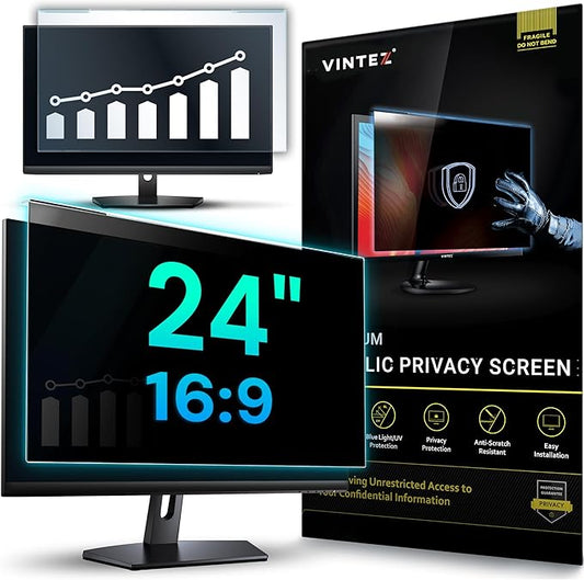 Acrylic 24 Inch Computer Privacy Screen Filter for Widescreen Computer Monitors - 21.2" x 12.6" (540 x 319mm) - Monitor Frame Hanging Type