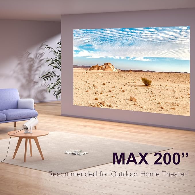 Mini Projector Portable Proyector 4K Support, Full HD 1080P Small Projector with 270° Rotatable Stand, Movie Projector Compatible with TV Stick/Smartphone/HDMI/USB for Bedroom/ Outdoor Camping