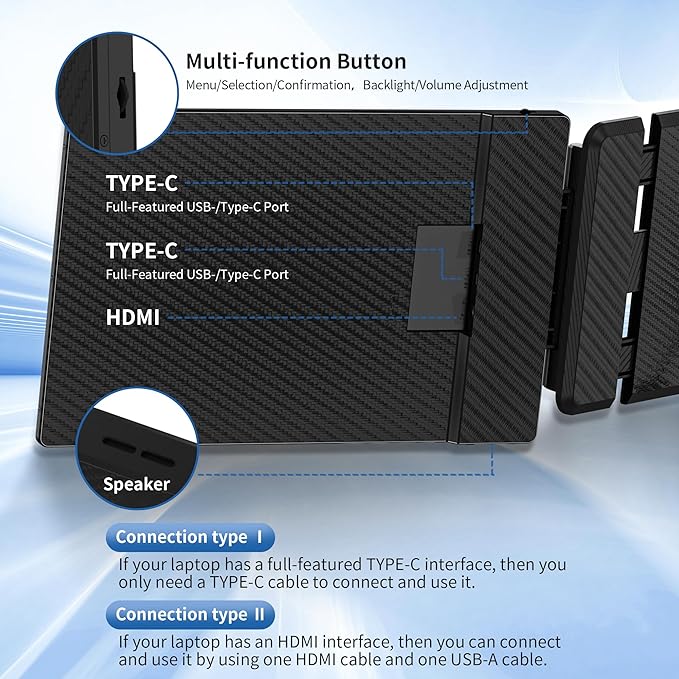 New Upgraded Laptop Screen Extender Portable Monitor,1080P FHD IPS Screen,Monitor Extender for Laptop,Fit for 13-17" Laptops, Plug & Play Compatiable with Wins/Mac/Android/Switch (Dual 14")