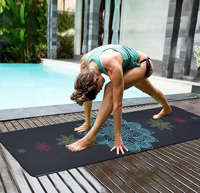 nuveti Yoga Mat Print Extra Thick TPE Non Slip Fitness Exercise Mat with Carrying Bag,72"x24" Extra Thick 6MM Exercise & Workout Mat for Yoga, Pilates Fitness and Floor Exercises