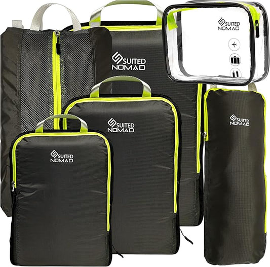 SUITEDNOMAD Ultralight Compression Packing Cubes Set, Suitcase and Backpack Travel Organizer Bags