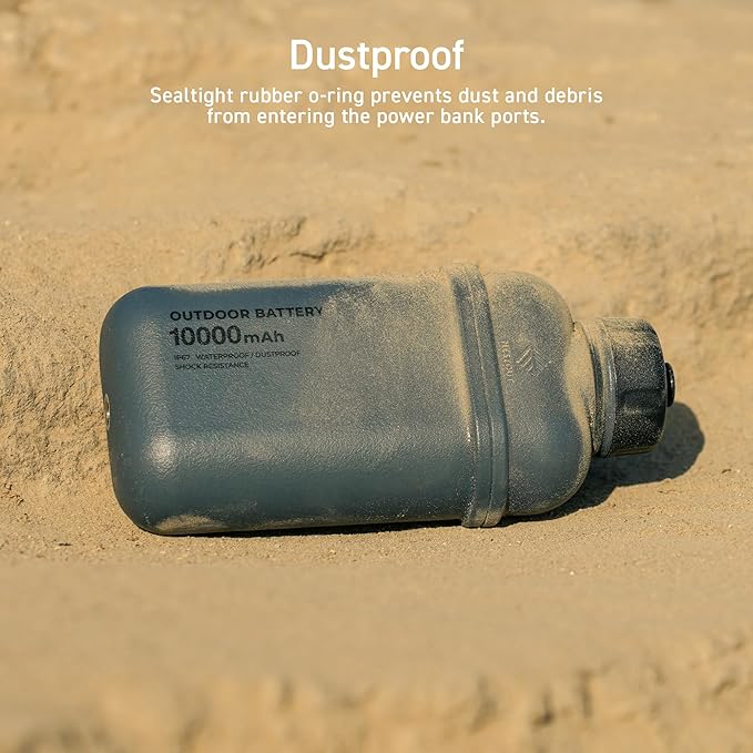 NESTOUT Rugged Power Bank, 5000mAh Outdoor Battery Pack, 15W USB C Fast Charging, Waterproof IP67, Durable Shockproof, Tactical Charger for Phone Military EDC Hiking Survival Camping (Olive Green)