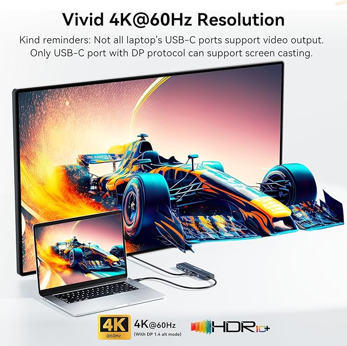 ACASIS USB C Splitter with 4K@60Hz Video Output, USB C Hub 10Gbps, 1xUSB C Video Output for Portable Monitor, 3xUSB C 10Gbps,100W PD, Multiport Adapter Splitter for Dell/HP/Mac Pro/Samsung