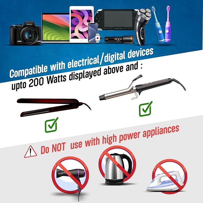 Ceptics - 6 in 1 Travel Adapter and Voltage Converter, 220V to 110V Converter with Surge Protection, Universal Adapter with Types A, C, G, I attachments & 4 USB PD 18W Fast Charging - Black