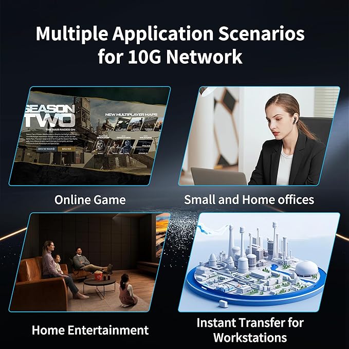 10GB Switch 8 Port Unmanaged with 6*10g RJ45 Ports, 2*10g SFP+ Ports,10Gbe Network Switch, Desktop or 19-inch Rack Mount, Plug and Play, Suitable for 10GB NAS and Gaming PC. (8 Port 10gb Switch)