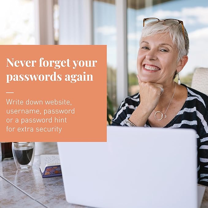 Rileys & Co. Password Book with Alphabetical Tabs, Password Keeper, Password Books for Seniors, Password Notebook for Internet Login, Website, Username (6 x 5 Inches, Purple - Floral)