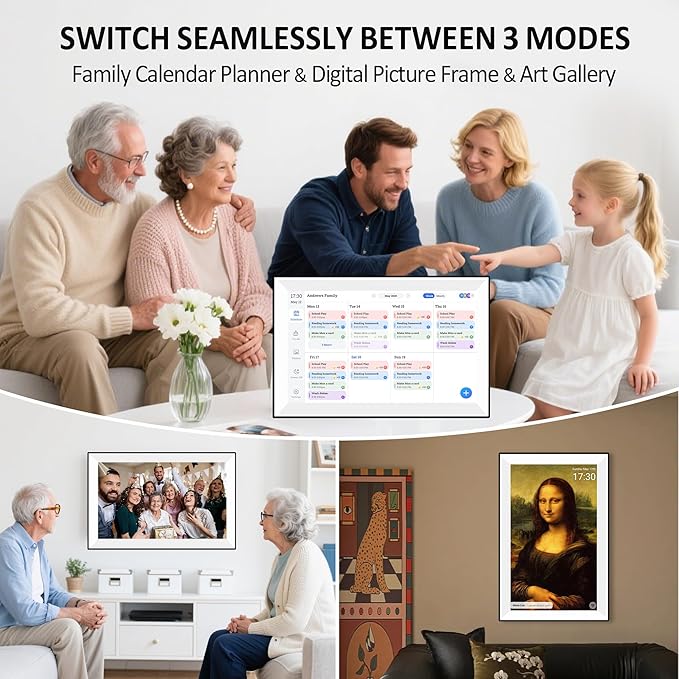 15.6 Inch Digital Calendar Chore Chart, Digital Picture frame,Smart Touchscreen Wall & Desk Electronic Calendar Family Planner for Seamless Scheduling/Organizing,Gift