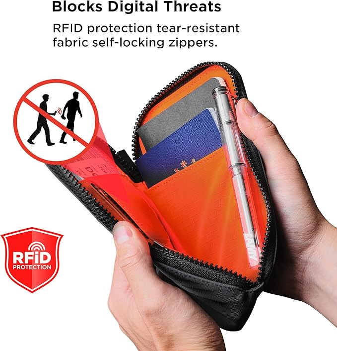 ALPAKA Zip Travel Wallet - Store Your Travel Accessories Efficiently - 3 Internal Pockets For Your Passport and More - 2 Card Slots - Made From Recycled and RFID-Protective Material