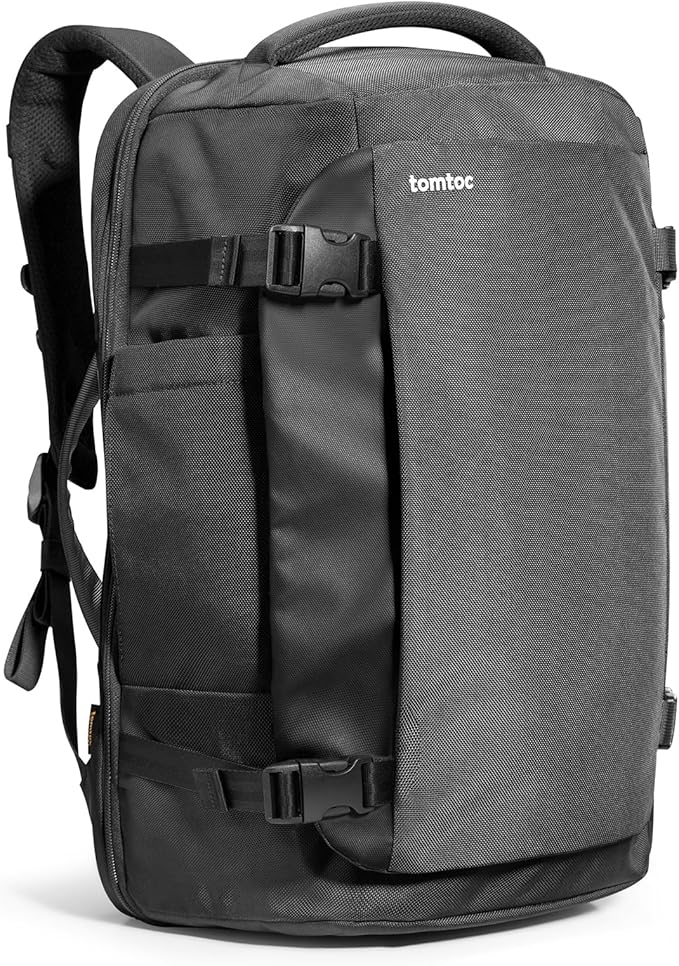 tomtoc Travel Backpack 40L, TSA Friendly Flight Approved Carry-on Luggage Hand Water-resistant Lightweight Business Rucksack, Durable Large Weekender Bag Daypack Fits 17.3 Inch Laptop, PFAS Free