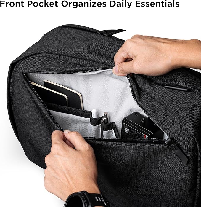 ALPAKA Metro Backpack Pro for Men 24L - Fits 15.6" Laptop Business Travel Backpack with YKK Zippers, MOD Key Leash & Luggage Pass-through, Durable Padded and Weatherproof Work Bag,Axoflux 600D (Black)