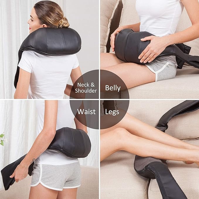 Snailax Cordless Massager - Shiatsu Neck and Shoulder Massager with Heat, Portable, Lumbar, Back Electric Massage Pillow, Christmas Gift