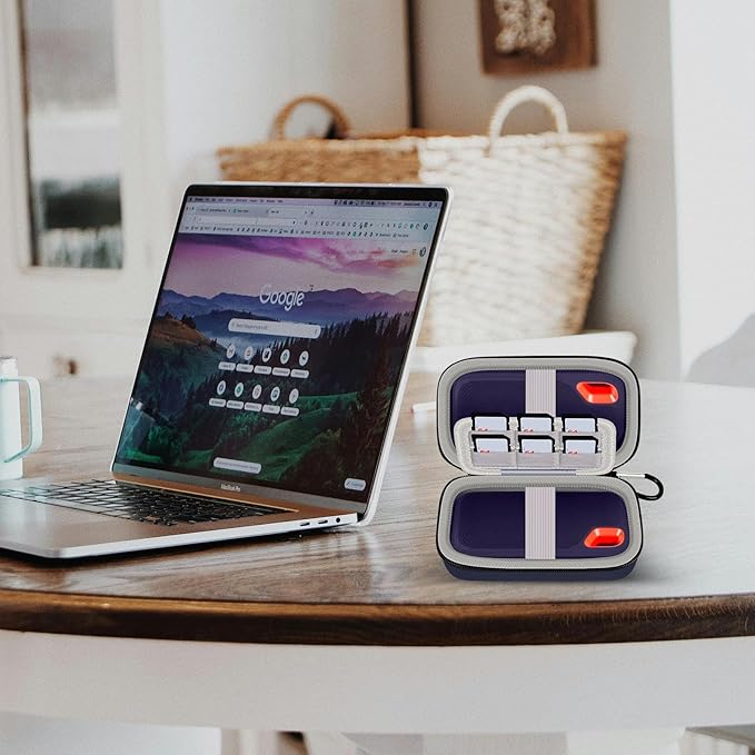 Case Compatible with SanDisk Extreme Pro/for SanDisk/for Crucial X10 X9 Pro Portable SSD 1TB 2TB 4TB 500GB External Solid State Drive, Travel Storage Bag for 2 SSD and SD Card - Dark Blue (Box Only)