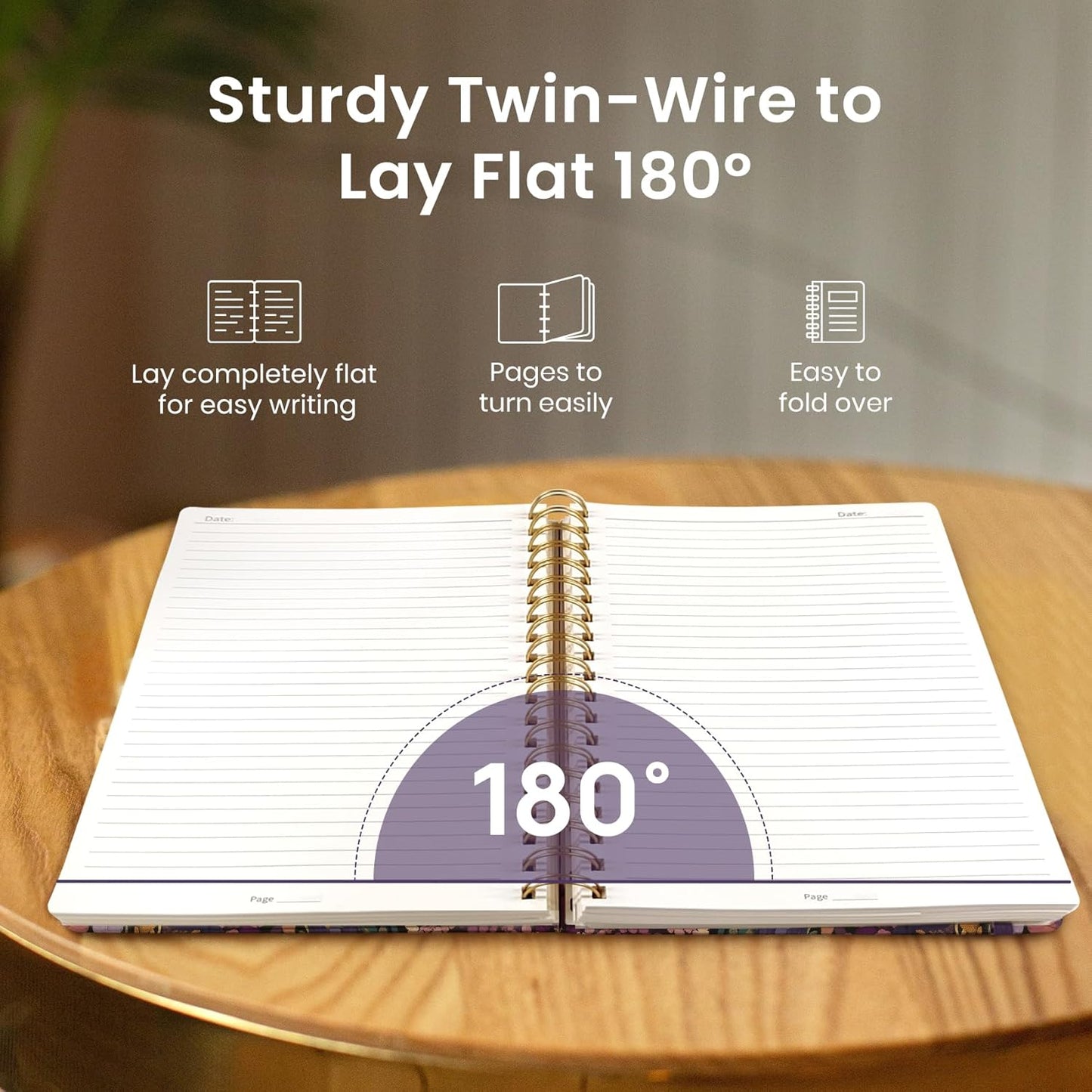 Lined Spiral Notebook Journal for Work, 300 Pages Thick B5 (7.1"x10") College Ruled Journal for Women & Writing, Hardcover Notebook for Note Taking, Perfect for Office Home School, Midnight Bloom