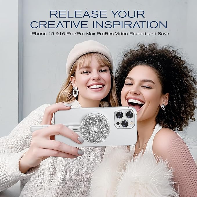 1TB Magnetic Portable SSD, USB-C 3.2 Gen 2x2 External Solid State Drives w/Speeds Up to 2000MB/s, Compact & Durable, Compatible with iPhone 15/16 Series & Other USB-C Devices, Diamond Silver