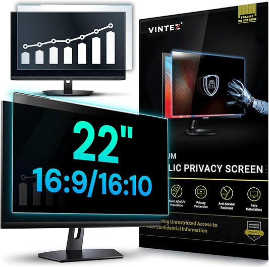 Acrylic 22 Inch Computer Privacy Screen Filter for Widescreen Computer Monitors - 19.3" x 12.5" (490 x 317mm) - Monitor Frame Hanging Type