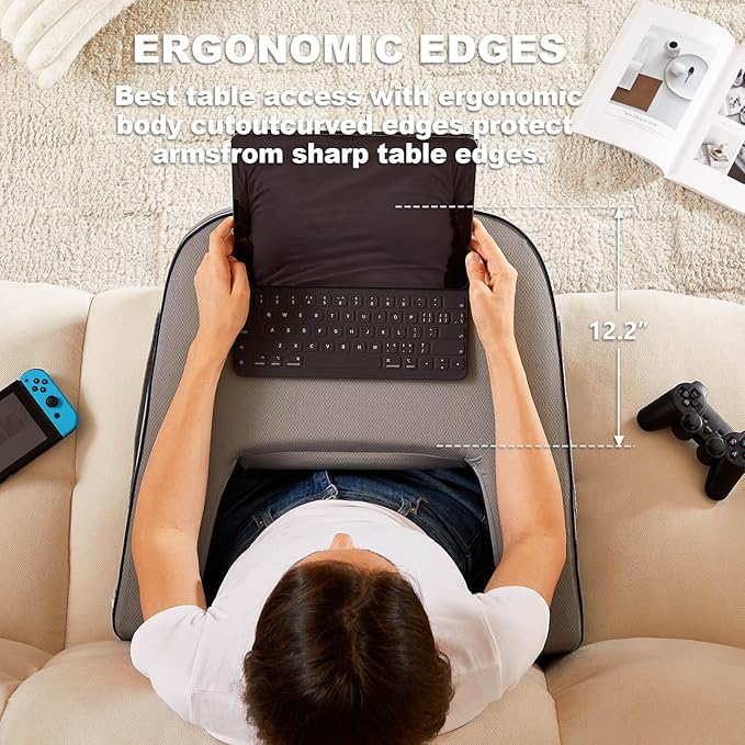 Lap Desk, Reading Pillow, Work Pillow for Bed, Arm Pillows for Adults, Reading Lap Pillow, Memory Foam Pillow for Reading, Crocheting in Bed Couch