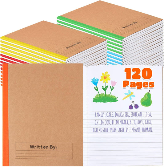 Henoyso 20 Pcs 120 Pages Primary Composition Notebooks K-2, Primary Journal Grades K-2, Writing Journal Practice Notebook for Kids in Preschool, Kindergarten, Back to School Supplies (Rainbow)