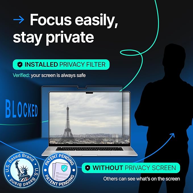 Magnetic Privacy Screen Compatible with MacBook Air 13.6" 2022, 2023, 2024, M2, M3 Anti-Blue Light Laptop Screen Protector Filter Blue Light Blocking Filter