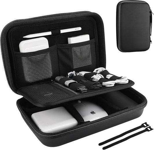 ProCase Hard Travel Electronic Organizer Case for MacBook Power Adapter Chargers Cables Power Bank Apple Magic Mouse Apple Pencil USB Flash Disk SD Card Small Portable Accessories Bag