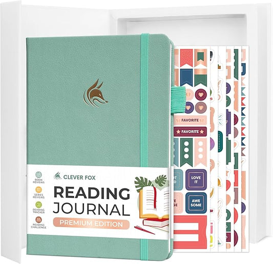 Clever Fox Reading Journal Premium – Review Log Notebook with Reading Tracker – Gifts & Accessories for Book Lovers, Adults & Kids (Mint Cream)