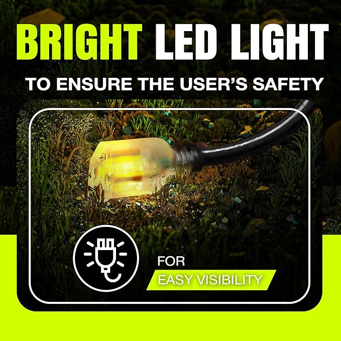 6ft Outdoor/Indoor Extension Cord 16/3 Gauge Heavy Duty 3 Prong SJTW, Waterproof, Flexible Cold-Resistant Long Power Cord,13A 125V 1625W, Black by LifeSupplyUSA