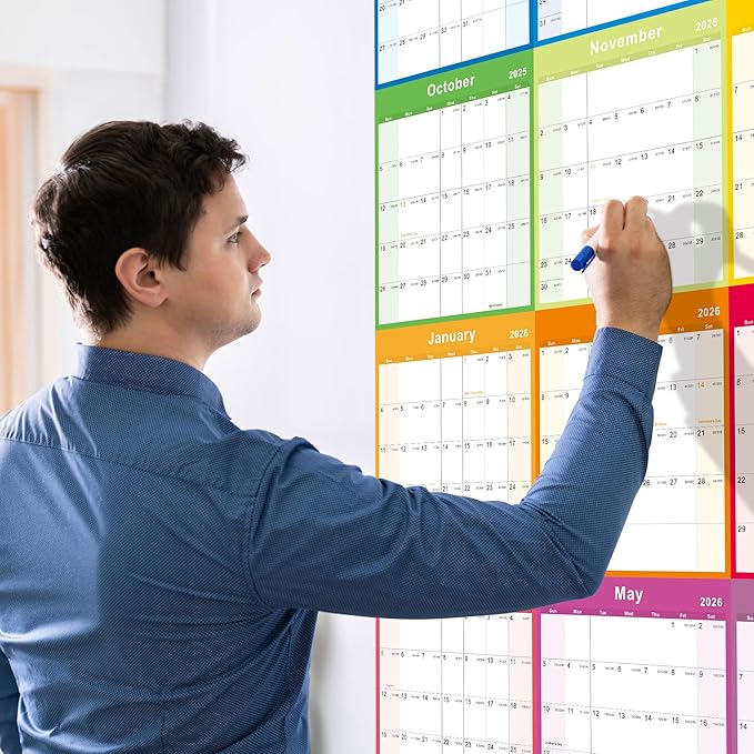 2025-2026 Yearly Wall Calendar - annual calendar 2025-2026, 2025-2026 Yearly Wall Calendar&Planner with Thick Paper, July 2025 - June 2026, X Large, 34.7" x 22.8", 2025-2026 Yearly Planner (2025-2026 Yearly Wall Calendar - Colorful)