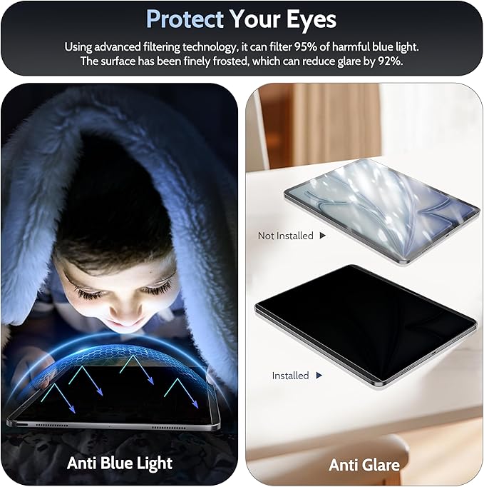 4-Way Magnetic Privacy Screen for iPad Air 13 Inch 2024/2025 (M2/M3, 6th/7th Gen), Removable 360 Spy Private Filter, Anti Blue Light Glare Bubble-Free Easy Install Black Screen Protector