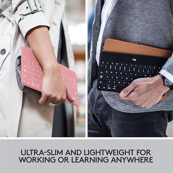 Logitech Keys-to-Go Super-Slim and Super-Light Bluetooth Keyboard for iPhone, iPad, Mac and Apple TV, Including iPad Air 5th Gen (2022) - Blush Pink