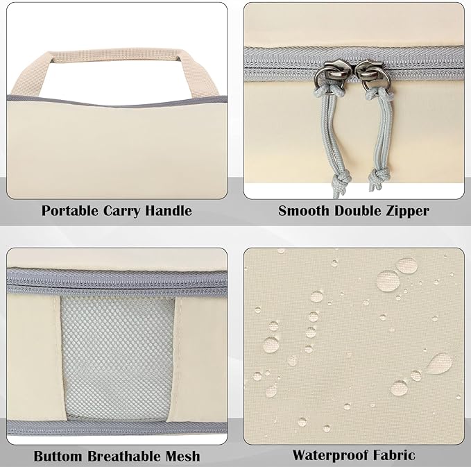 Extra Large Compression Packing Cubes for Travel Essentials, 2 Set Expandable Travel Cubes for Packing Compression Bags Luggage Suitcase Organizer, Cream