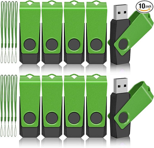 AGECASH USB Drive 2GB USB Flash Drive 10 Pack, Bulk USB 2.0 Thumb Drive Swivel Pendrive USB Memory Stick Jump Drive with 10PCS Lanyard & Lable, Multipack Zip Drive USB Key for Back to School Supplies