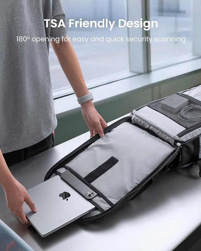 tomtoc Travel Backpack 40L, TSA Friendly Flight Approved Carry-on Luggage Hand Water-resistant Lightweight Business Rucksack, Durable Large Weekender Bag Daypack Fits 17.3 Inch Laptop