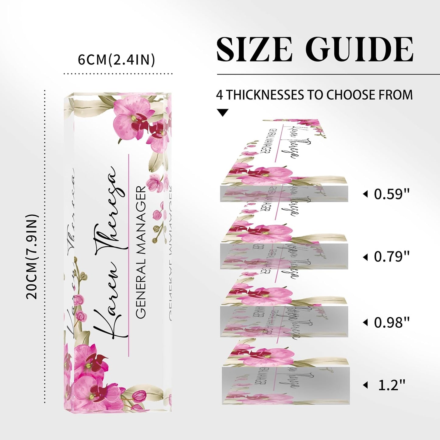 Personalized Desk Name Plate - Acrylic Accessory (Pink Butterfly Orchid)