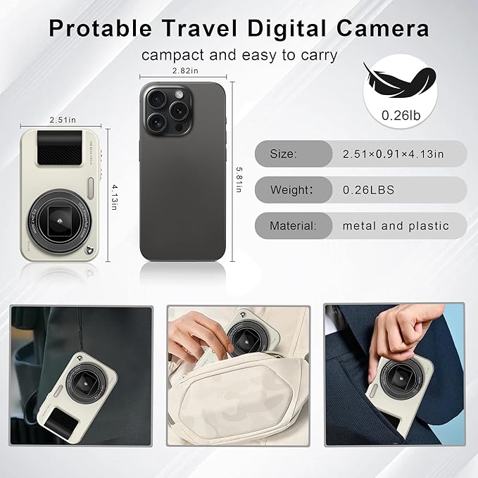 Digital Camera, FHD 1080P 48MP Kids Camera, Autofocus Point and Shoot Digital Cameras with 32GB Card, 16X Zoom Anti-Shake, Compact Small Camera with 1500mAH Built-in Batteries for Boys Girls Kids