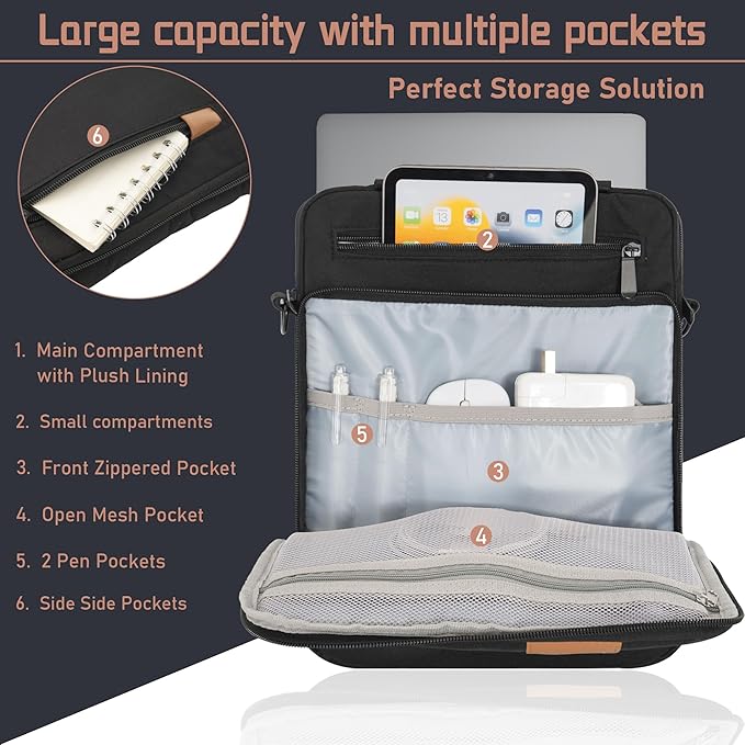 Laptop Sleeve Bag,Padded Protective Travel Carrying Case Compatible with MacBook Air 13 M3 M2 M1 2025-2018 /MacBook Pro 13 M2 M1 2025-2016,Water-Resistant Travel Case with Hadle & Shouder Strap