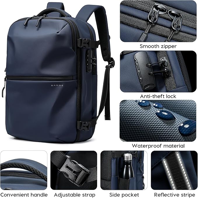 BANGE Travel Backpack with TSA lock version can hold 15.6 inch Laptop suitable Daily Commute and Overnight Flight Approved Anti-theft Bag