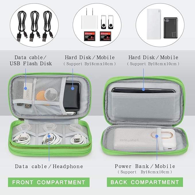 Skycase Zipper Pencil Case - Waterproof Aesthetic Pencil Pouch Case Large Capacity, All-in-One Double Layers Cord Case Organizers Traveling for Accessories,Pen, Pencil, Charger, Cable, Green