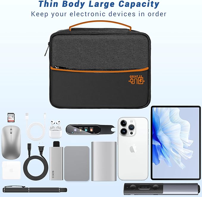 Electronics Organizer,Travel Cord Organizer Pouch, Portable Cable Organizer Bags, Waterproof Electronic Accessories Storage Case for Cables, Cords, Charger, Phone (Three Layer-Black)