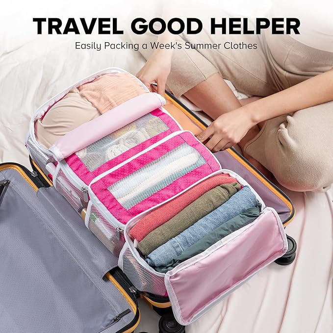 Suitcase Organizer, Travel Luggage Organizer Hanging Shelves Packing Cube Closet/Collapsible Portable Travel Organizer for Carry-on