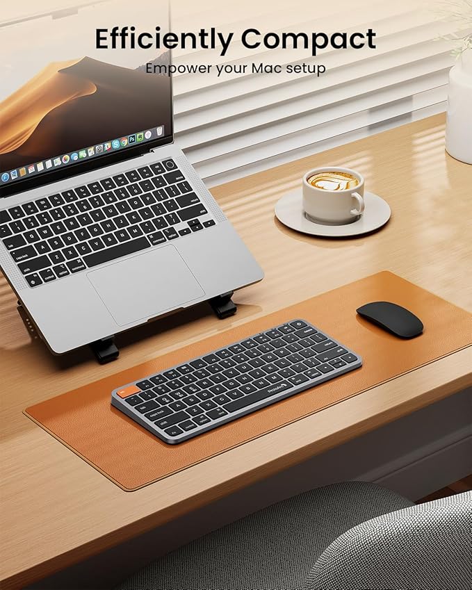 ProtoArc Backlit Compact Wireless Keyboard for Mac, K90-A Bluetooth Keyboard, Multi-Device, Low Profile, Fluid Quiet Typing, Rechargeable, Compatible with MacBook Pro/Air, iPad - Space Gray