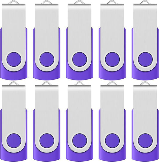 Enfain Purple Flash Drive 16GB USB Memory Stick Drives 10 Pack for Distributing, Sharing Data of Work and Life in a Special Color