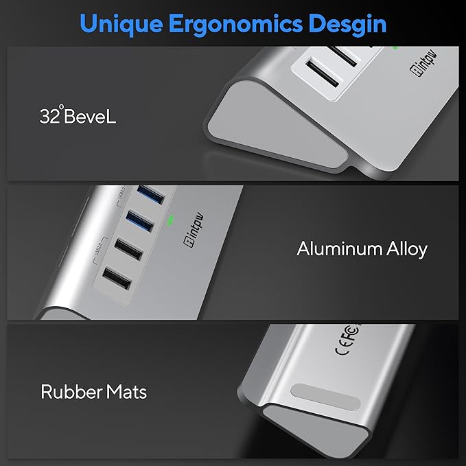 USB C Hub, intpw 9-in-1 USB Hub for Laptop with 4K HDMI, PD 100W, USB-C and 2 USB A 3.0 5Gbps, 2 USB A 2.0, SD/TF Card Reader, Aluminum USB Hub for PC, iPhone, MacBook, iPad