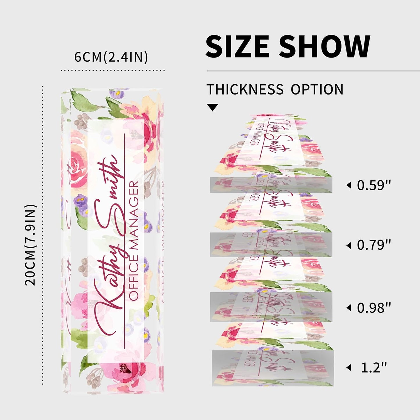 Personalized Name Plate for Desk, Custom Desk Name Plate, Acrylic Name Plate Office Desk Accessories, Personalized Office Gifts for Coworkers Teachers, Employee Appreciation Gifts (A-Watercolor)