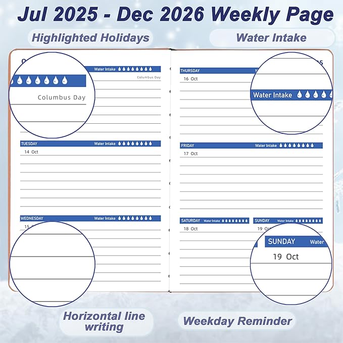 Daily Planner 2025-2026, 18 Month Weekly & Monthly Planner from Jul 2025-Dec 2026, Hardcover Agenda 2025 with Pocket, A5 Size, Pink