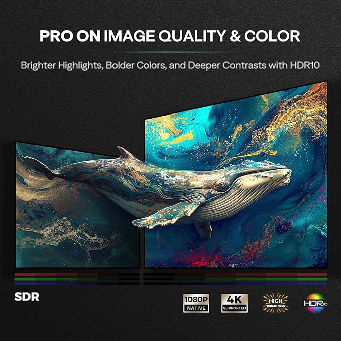 Aurzen Smart Projector with WiFi and Bluetooth, NetfIix Official, 20W Speakers, DoIby Audio & dbx-tv Total Sonics, Auto Focus & Keystone, Native 1080P Portable Outdoor Movie Projector