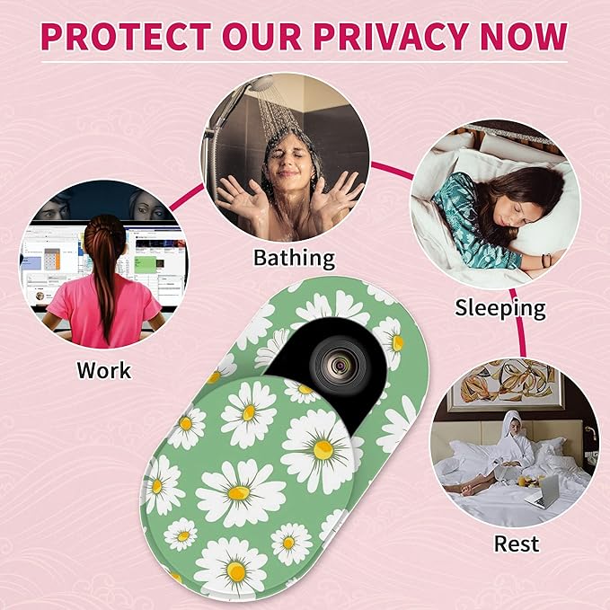 Laptop Camera Cover Slide Cute, Ultra Thin Webcam Cover for iPhone iPad MacBook Pro Computer iMac Cell Phone PC Accessories, Camera Blocker Slider, Great for Privacy - Flowers (3 Small+3 Large)