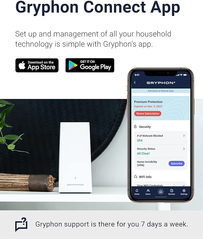 Gryphon AX – Ultra-Fast Mesh WiFi 6 Parental Control Router 2-Pack – Advanced Content Filters and Next-Gen Firewall - 4.3 Gbps Across 3,000 sq. ft. per Router for Multi-Device Households