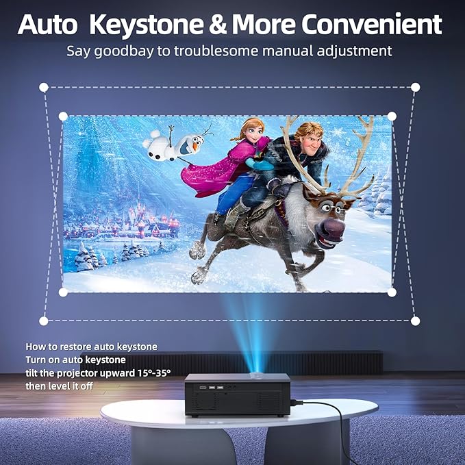 Netflix Licensed 4K Smart Projector, FUDONI Native 1080P Projector with WiFi 6 and Bluetooth, Built-in Apps, Auto Keystone & ELectric Focus, Compatible with Phone/Laptop/TV Stick, Indoor/Outdoor Use