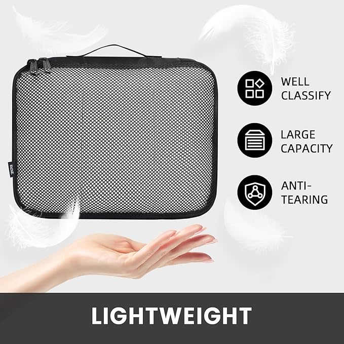 BAGAIL 6 Set Packing Cubes Luggage Packing Organizers for Travel Accessories (Black)