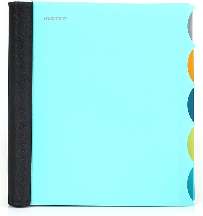 Mintra Office Durable PREMIUM Spiral Notebook, ((Teal, 5 Subject, 8.5in x 11in)), Fabric Covered Coils, No Snags, Removable Adjustable Pocket Dividers, Ruler, Organization, Customizable