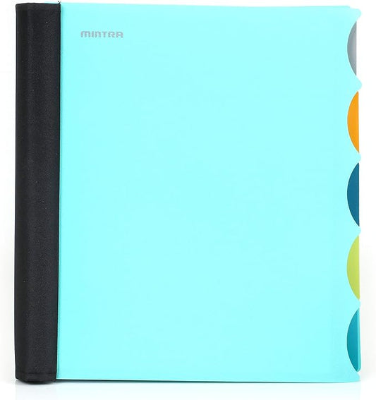 Mintra Office Durable PREMIUM Spiral Notebook, ((Teal, 5 Subject, 8.5in x 11in)), Fabric Covered Coils, No Snags, Removable Adjustable Pocket Dividers, Ruler, Organization, Customizable